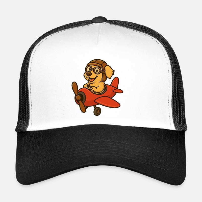 Adventurous dog on the plane - Trucker Cap - white/black