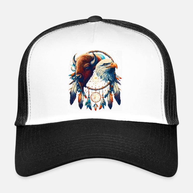 Falke und ätherisches Büffel-Mandala Trucker Cap