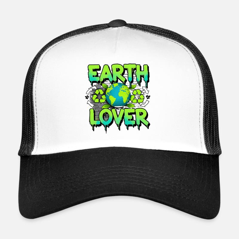 Earth Lover Graffiti Planet Eco Spirit - Trucker Cap - Weiß/Schwarz