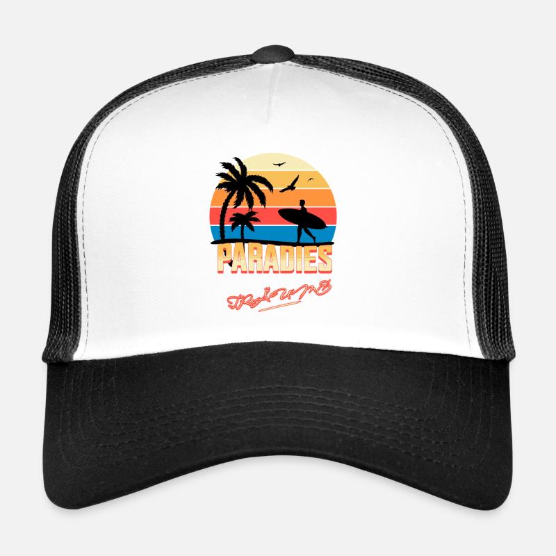 Plage vacances coucher de soleil illustration Casquette trucker 