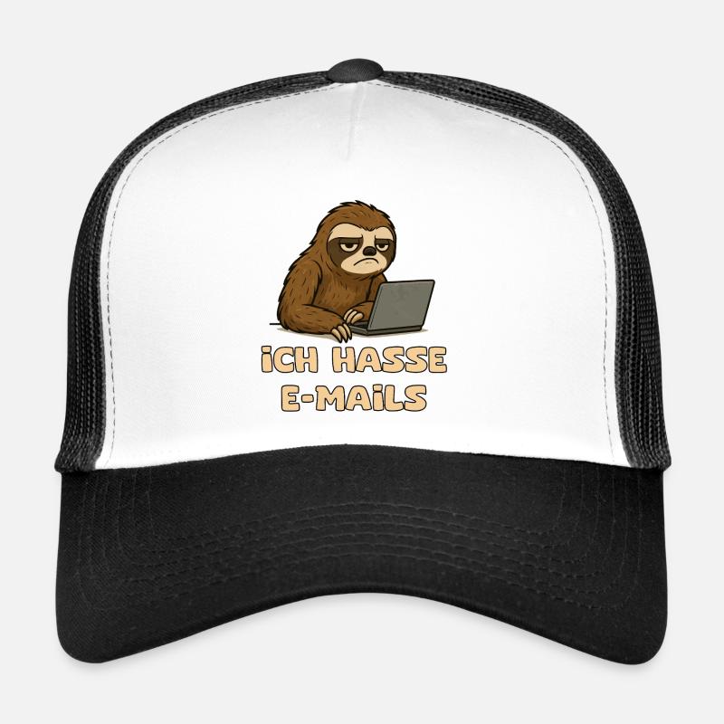 Conception décontractée de paresseux avec sarcasme par e-mail - Casquette trucker  - blanc/noir