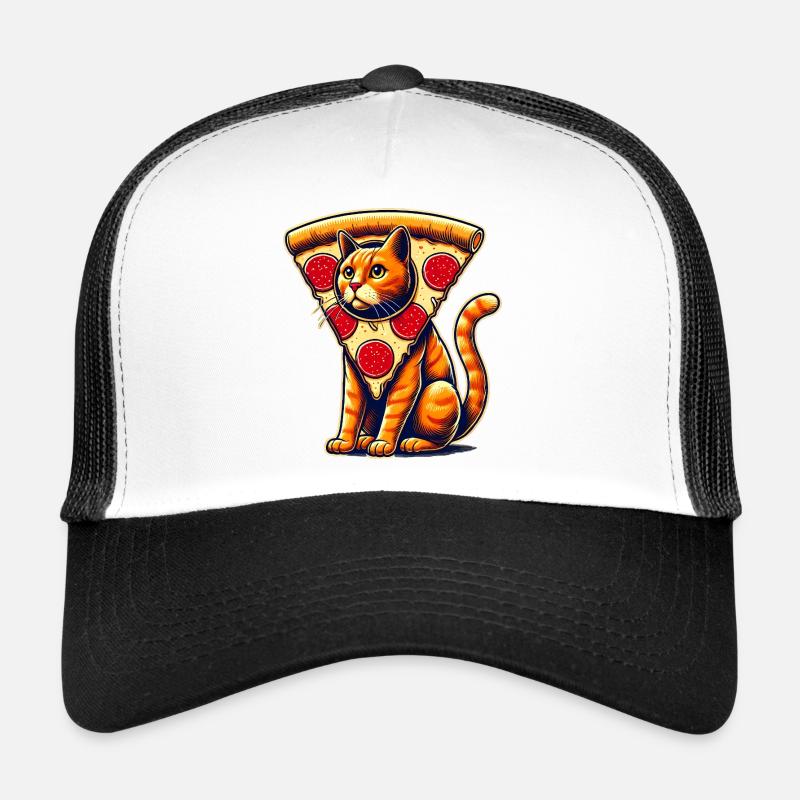 Illustration drôle de fusion de chat de pizza Casquette trucker 