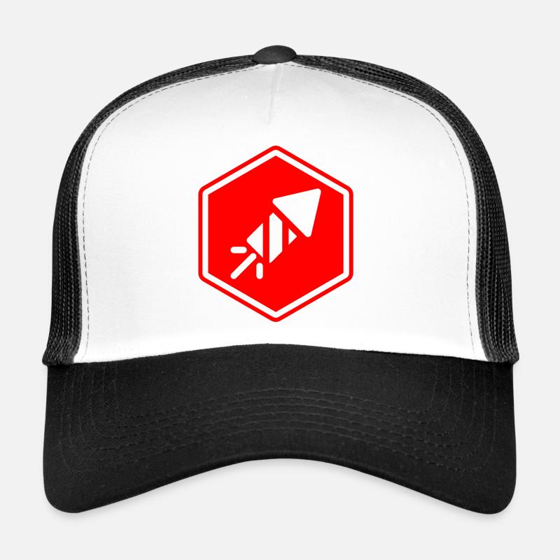 Abstraktes geometrisches Muster in Rot - Trucker Cap - Weiß/Schwarz