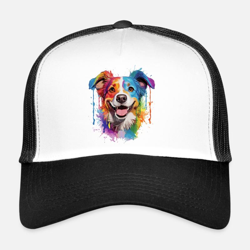 Rainbow Dog Portrait - Trucker Cap - white/black