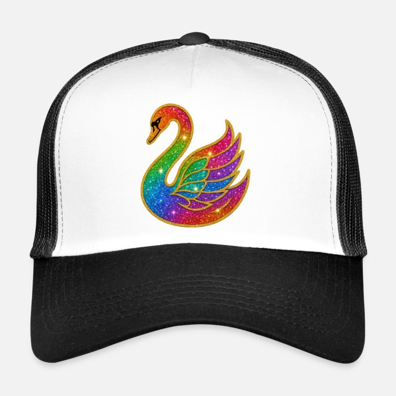 Rainbow Glitter Swan Mother Trucker Cap