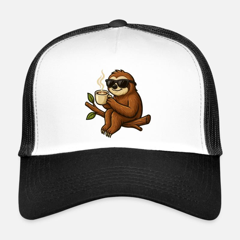 Coffee sloth with sunglasses Trucker Cap