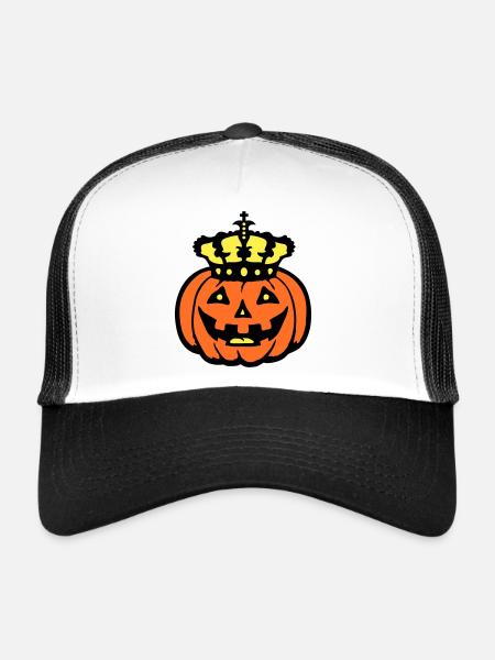 Halloween Citrouille Roi Couronne Roi Citrouille Ruler - Casquette trucker  - blanc/noir - Devant
