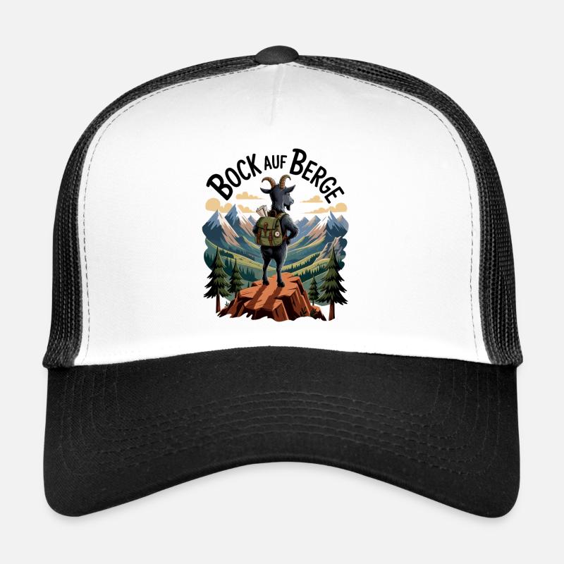 Bock on montagnes chèvre de montagne avec sac à dos Casquette trucker 