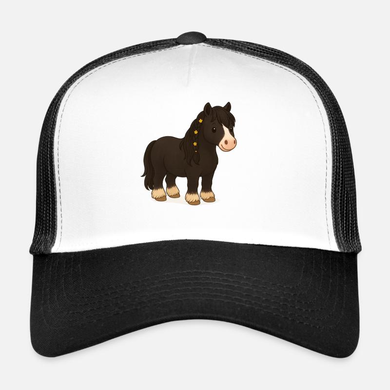 Black Tinker mare Katy with floral braid Trucker Cap