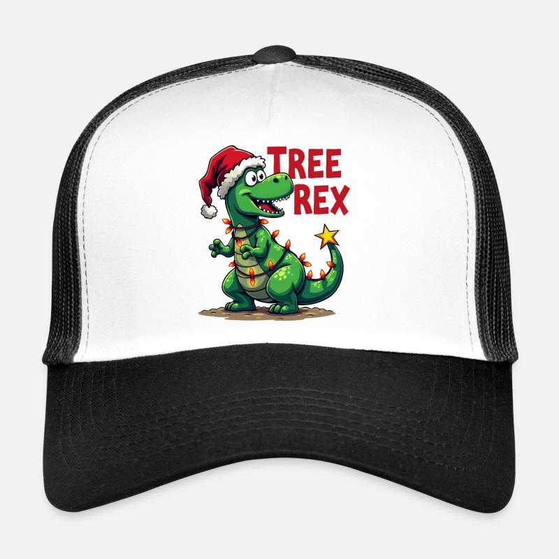 Dino de Noël – Drôle de T-Rex avec sapin de Noël Casquette trucker 