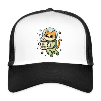 Chat astronaute tasse zen - Casquette trucker  - blanc/noir - Devant