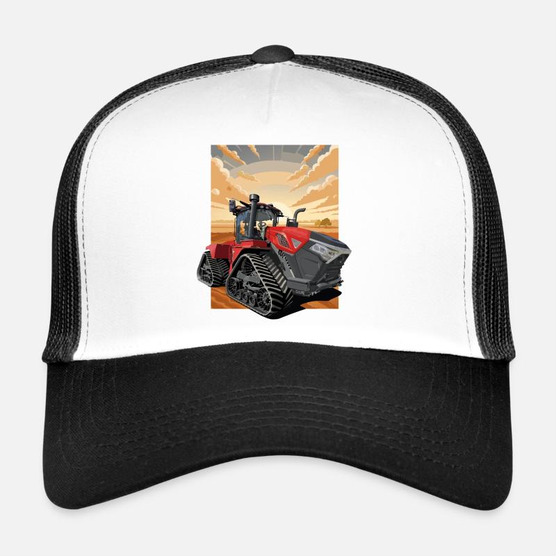 Tractor in sunset with track suspension Trucker Cap