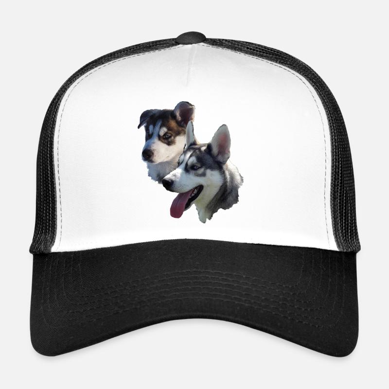 Husky Doppelportrait - Trucker Cap - Weiß/Schwarz