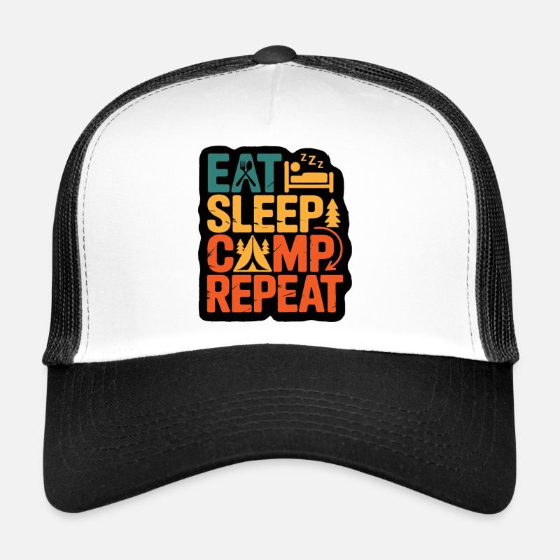 Eat Sleep Camp Repeat – Outdoor-Abenteuer-Design Trucker Cap