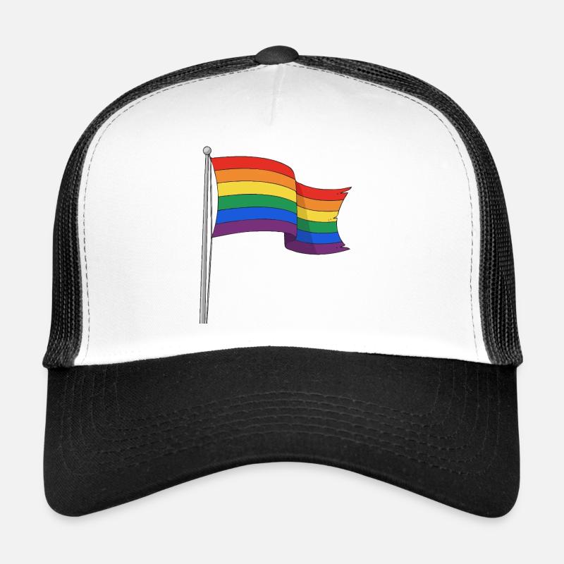 Rainbow flag curvy tracks Trucker Cap