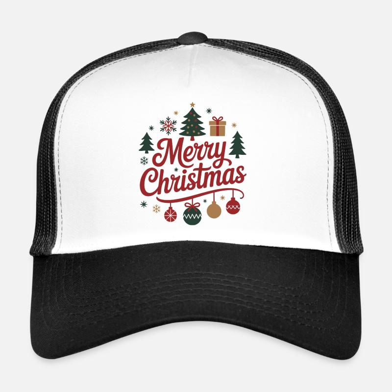 Merry Christmas lettering with baubles Trucker Cap