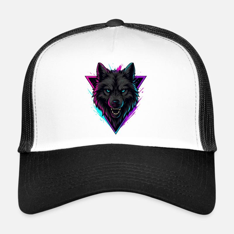 Neon Wolf in Violet Pink Triangle Trucker Cap