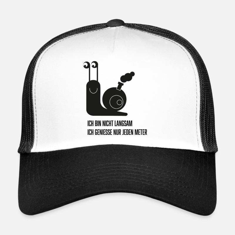 Escargot avec une drôle de phrase - Casquette trucker  - blanc/noir