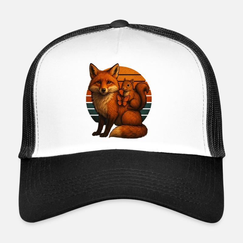 Fox Squirrel Retro Animal Lovers Trucker Cap