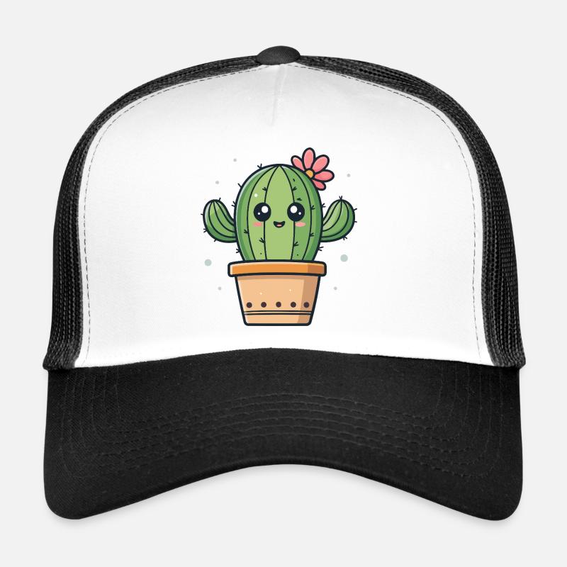 Cactus kawaii fleurie en pot Casquette trucker 