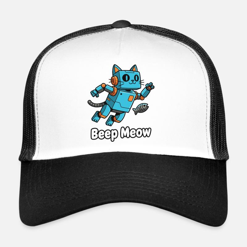 Chat robot bleu Bip Miaou Casquette trucker 