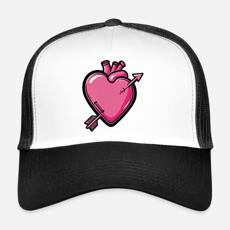 Heart Arrow Comic Pink Trucker Cap
