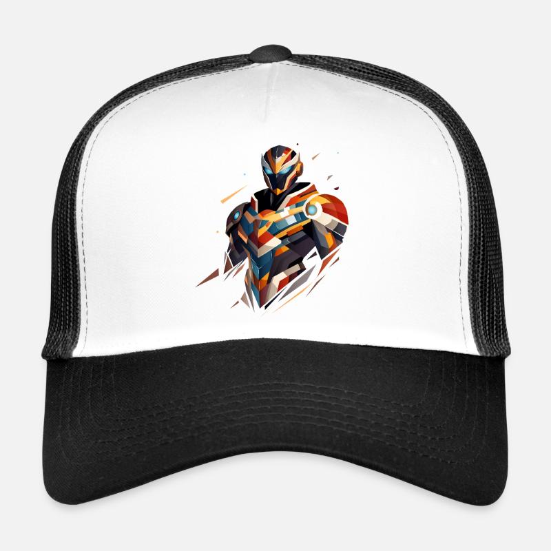Futuristischer Sci-Fi Held in geometrischem Stil Trucker Cap