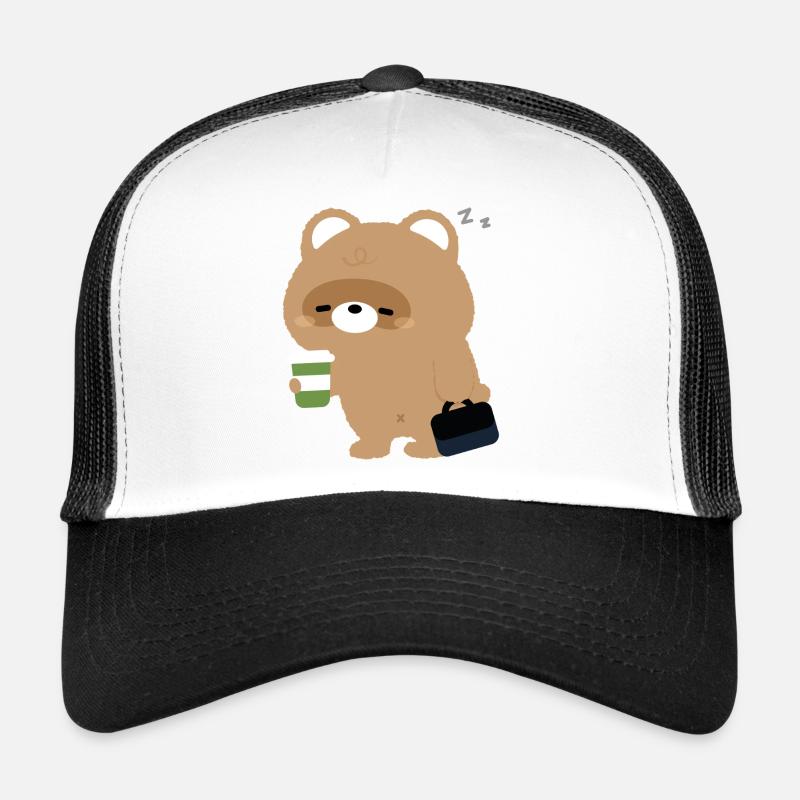 Søvnig bever og kaffe - Trucker-caps  - hvit/svart