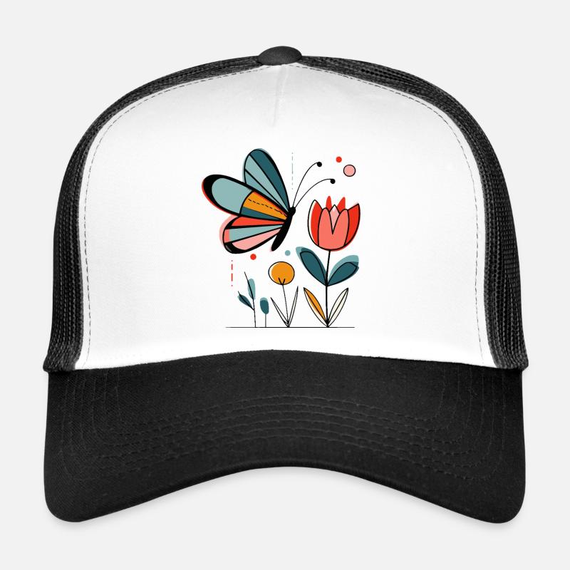 Spring motif butterfly with flowers Trucker Cap