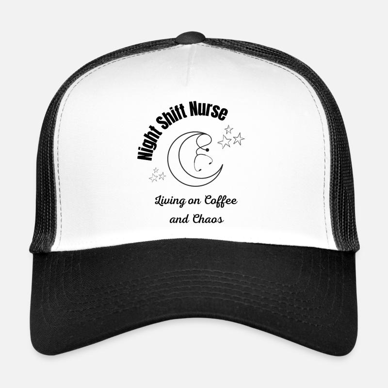 Night Shift Nurse - Coffee and Chaos Stethoscope M - Trucker Cap - Weiß/Schwarz