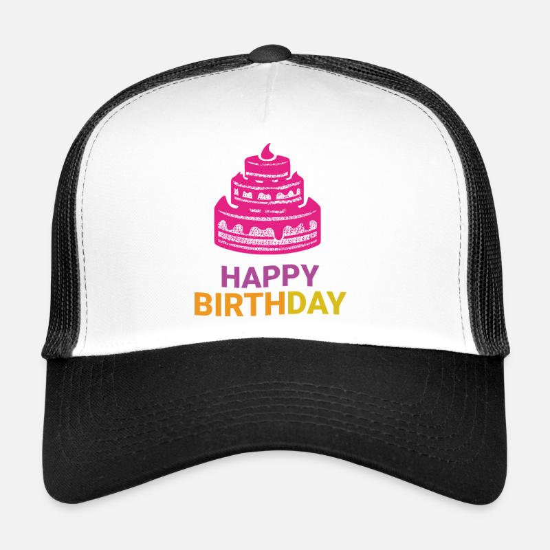 Geschichtetes Geburtstagstorten-Emblem - Trucker Cap - Weiß/Schwarz