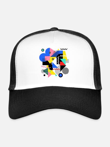 Pop Art de l’explosion géométrique des couleurs - Casquette trucker  - blanc/noir - Devant