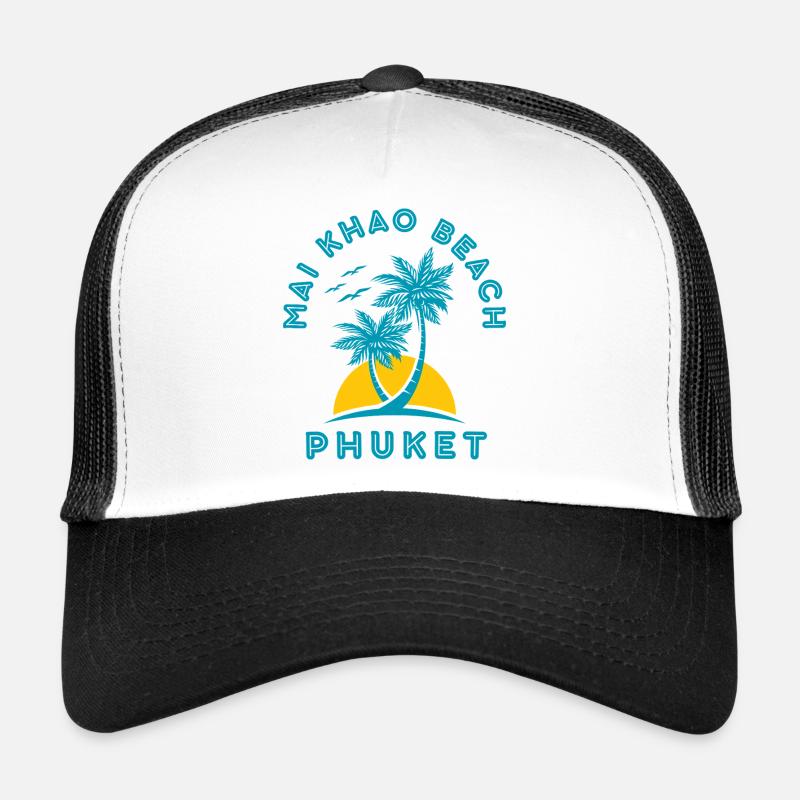 Coucher de soleil de palmier sur la plage de Phuket Mai Khao Casquette trucker 