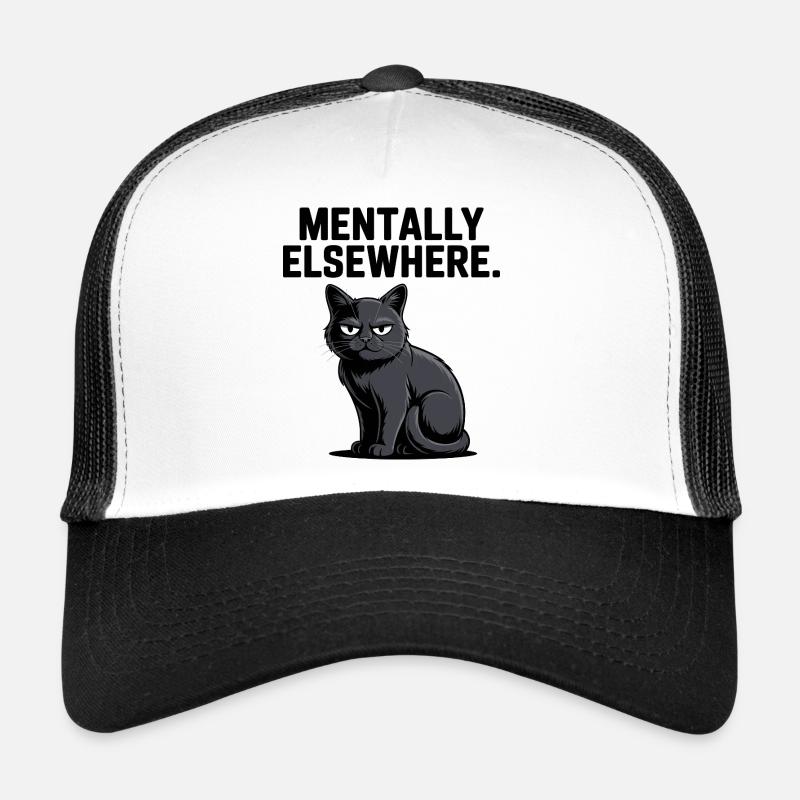 Mentally Elsewhere Cat Tee Trucker Cap