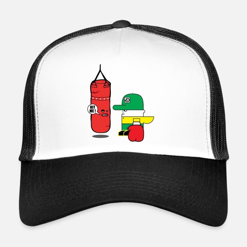 Cartoon Boxing Duo: Bold Bag Mascot - Trucker Cap - white/black