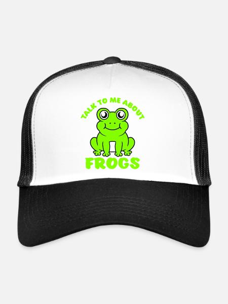 Parle-moi des grenouilles, amateur drôle de grenouilles - Casquette trucker  - blanc/noir - Devant