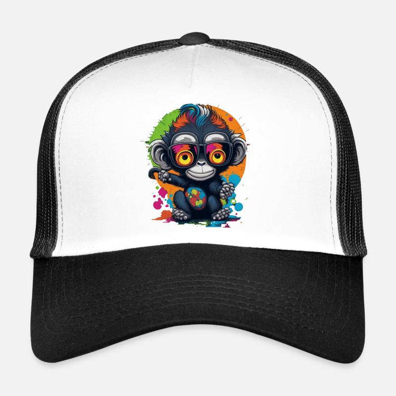 Neon Brillenaffe Splash - Affe - Äffchen Trucker Cap