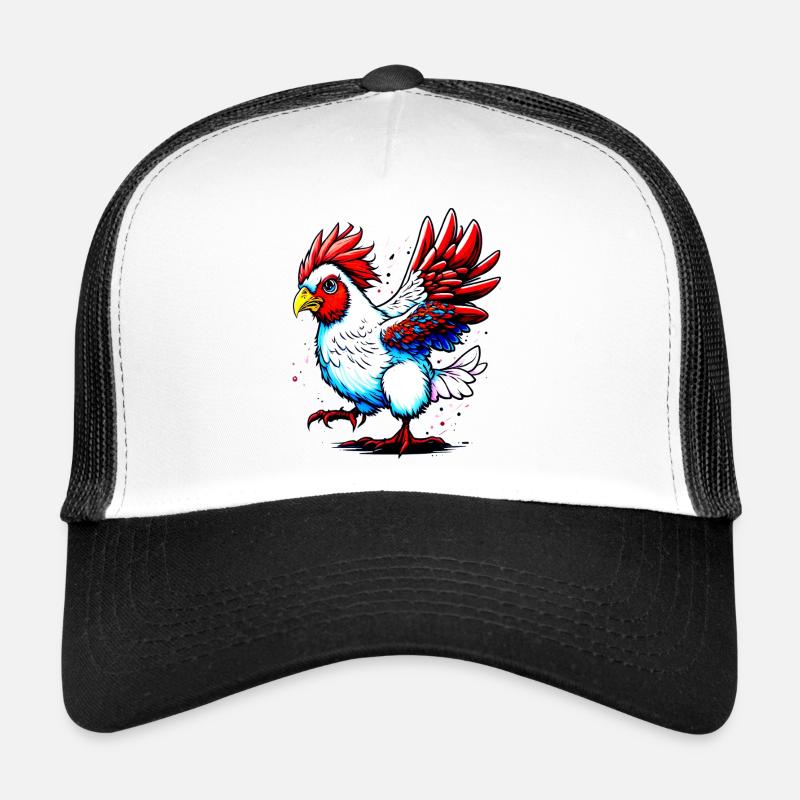 Bunter Hahn in Feuerfarben Trucker Cap