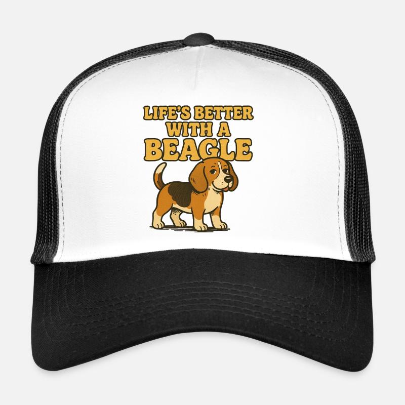 Beagle-Leben besser mit einem Beagle - Trucker Cap - Weiß/Schwarz