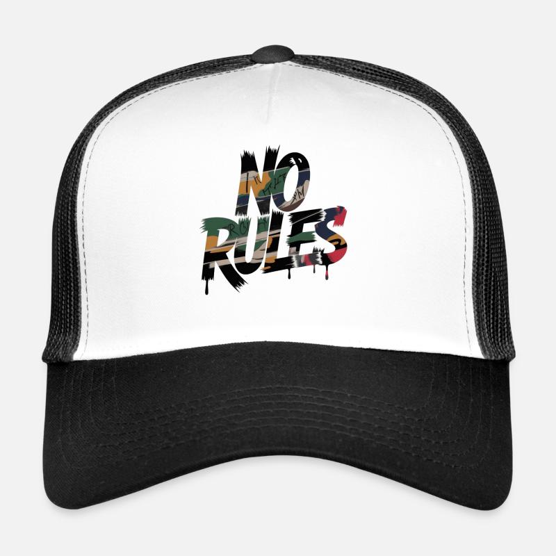 No Rules Street Art Spruch Graffiti Camouflage Trucker Cap