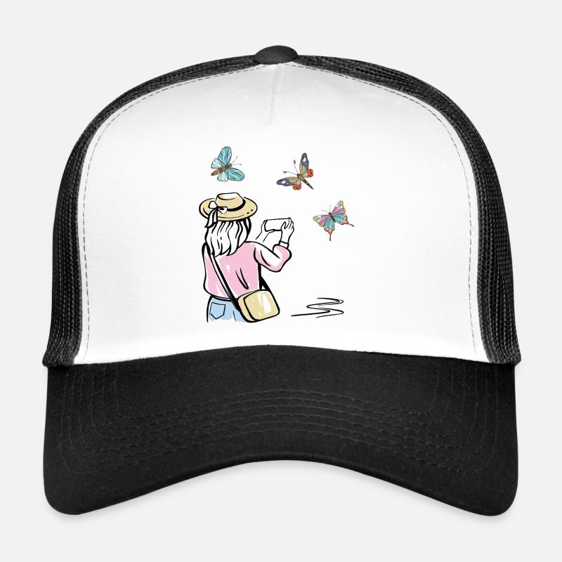Mädchen fotografiert Schmetterlinge Trucker Cap