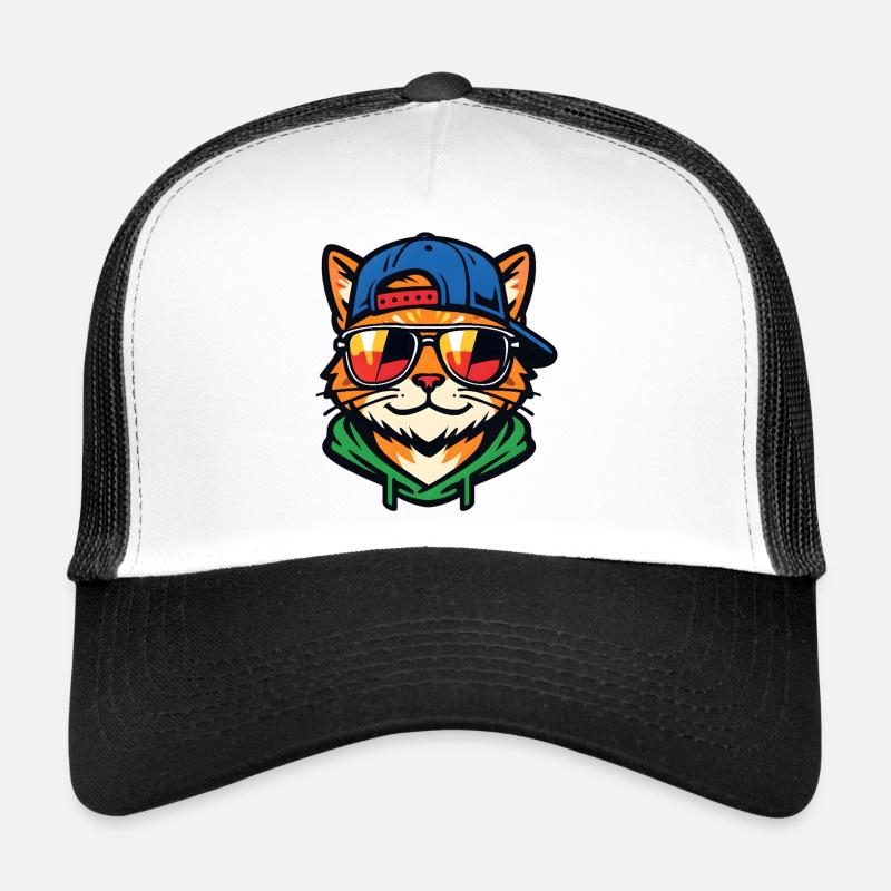 Chat avec des lunettes de soleil Casquette trucker 