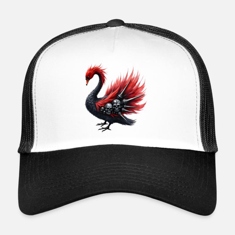 Shadow Raven with Skulls and Spikes Trucker Cap