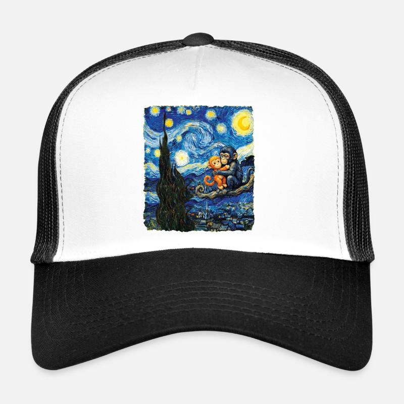 Van Gogh Baby Monkey Punch Cute Macaque Trucker Cap