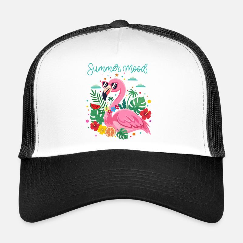 Summer flamingo print - Trucker Cap - white/black
