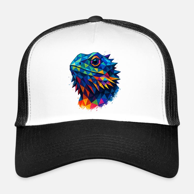 Dragon Barbu Géométrique Style Low Poly Bleu Casquette trucker 