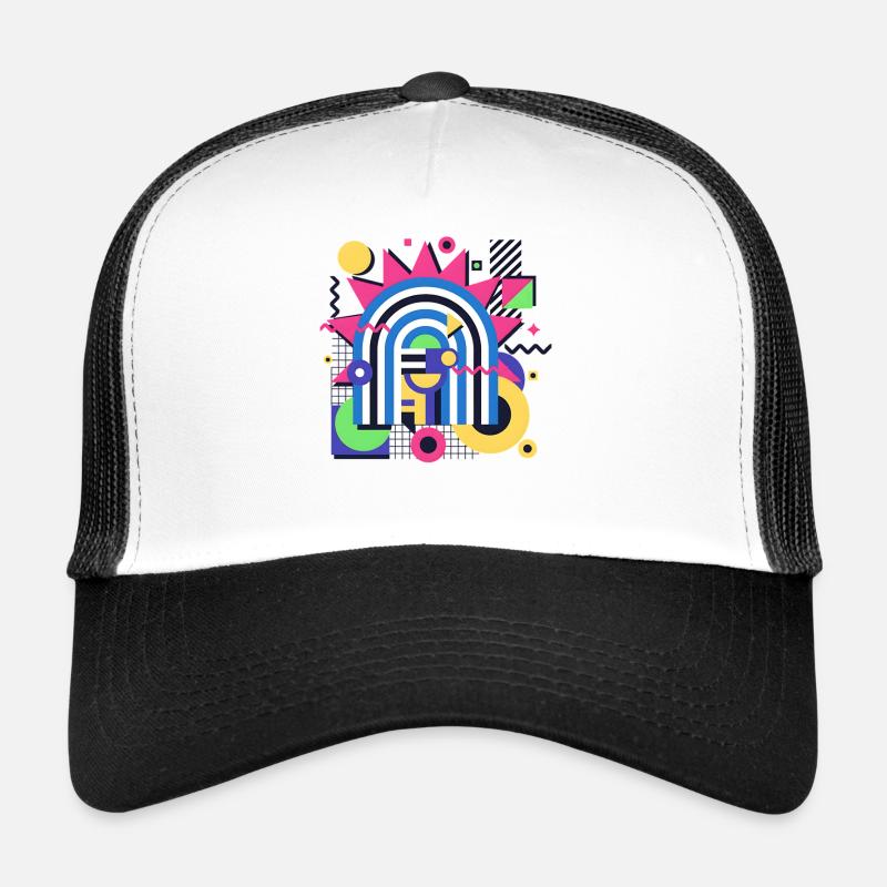 Retro Memphis Grafik Bunte Formen Design Trucker Cap