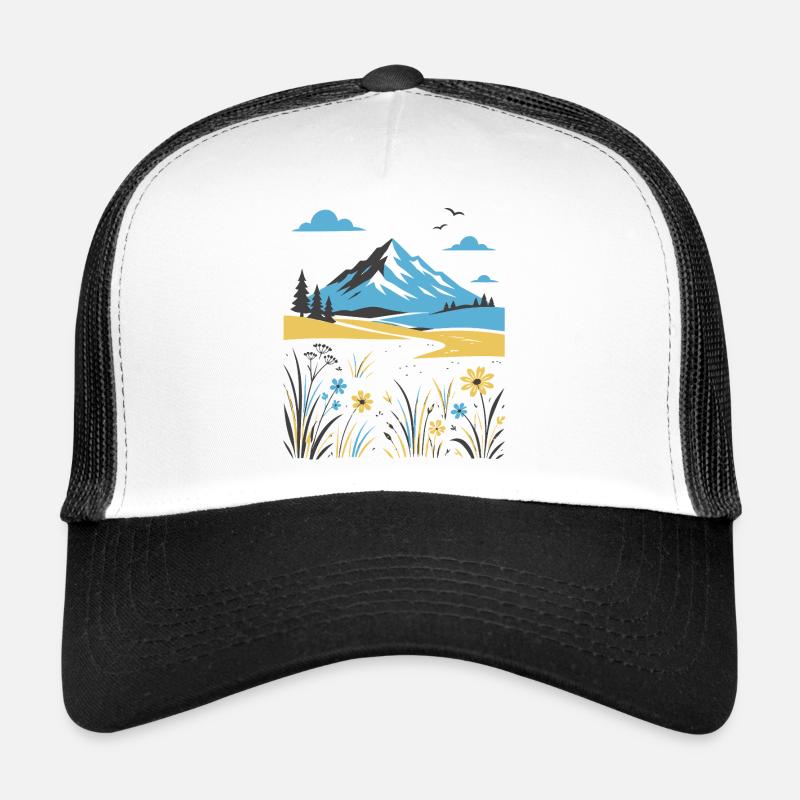 Berglandschaft mit Blütenwiesen Trucker Cap