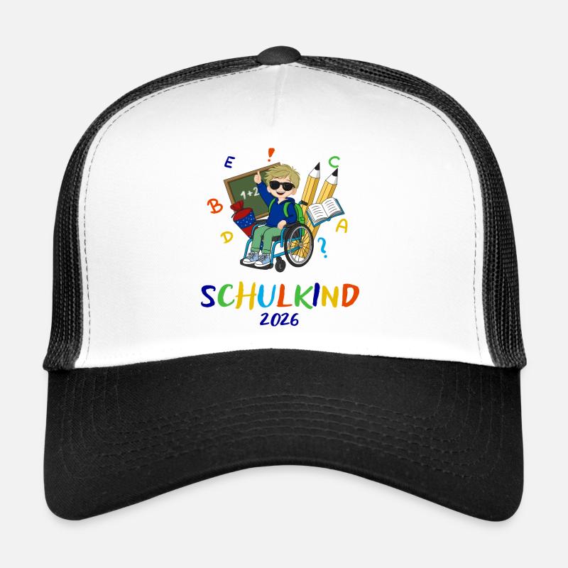Schulkind 2026 – bunte Lernreise im Rollstuhl Trucker Cap