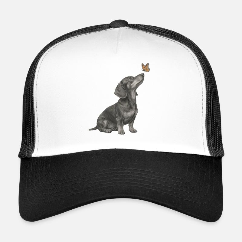 Dackel Illustration mit Schmetterling Hund Trucker Cap